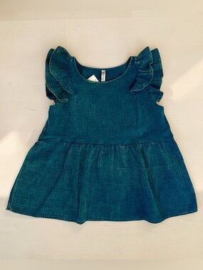 Zenana Teal Ruffle Sleeve Short Sleeve Top